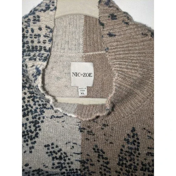 NIC + ZOE Cozy Up Stamped Sweater Sz XL Neutral Mock Neck Comfy Super Soft Lagen - Picture 9 of 10